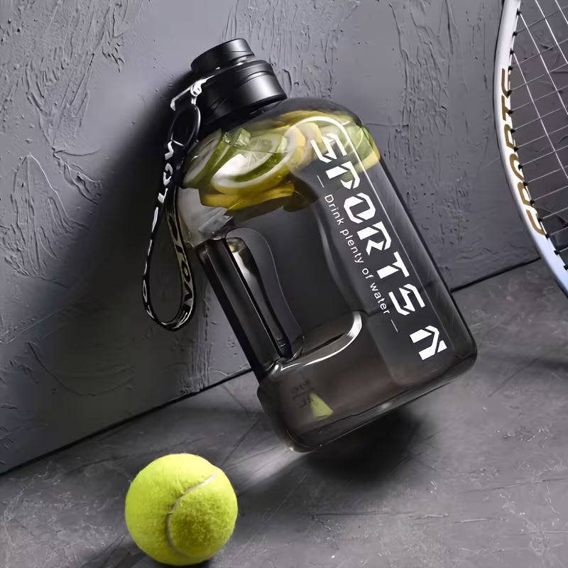 SPORTS 2.7-Liter PP Sports Water Bottle with Straw for Training, Travel, and Fitness (Size: 2.7L, Color: Black)