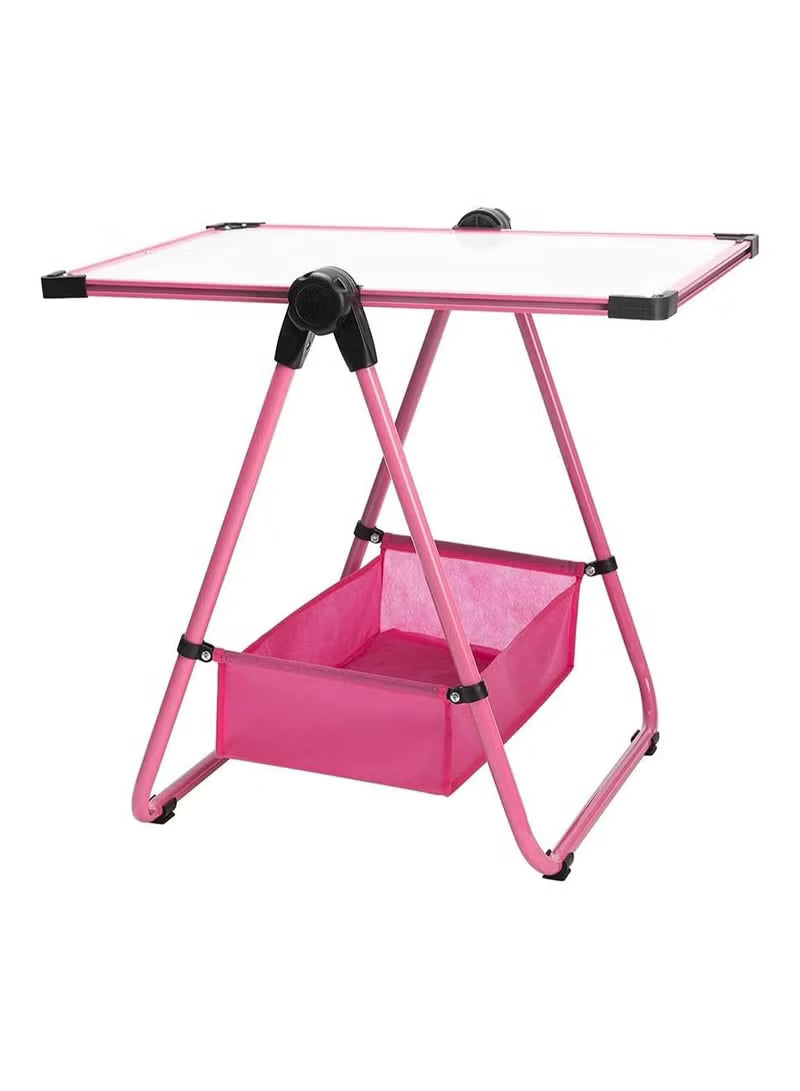Kids Foldable Whiteboard Easel with Storage Box – Pink & Blue