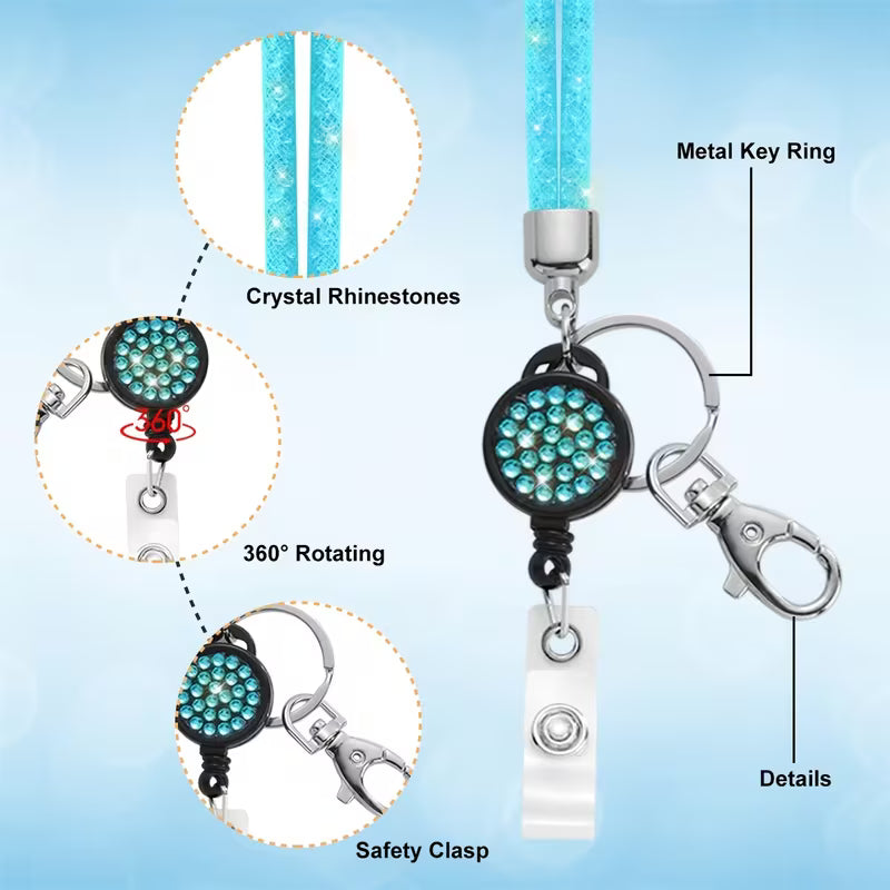 SAVORI 2-Piece Rhinestone ID Card Lanyard Set | طقم حامل بطاقة الهوية من قطعتين مزيّن بالألماس من SAVORI