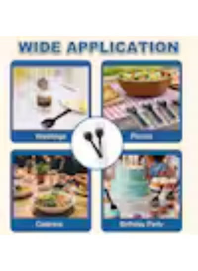 Black Disposable Spork and Spoon Party Tableware Individually Wrapped 47PCS
