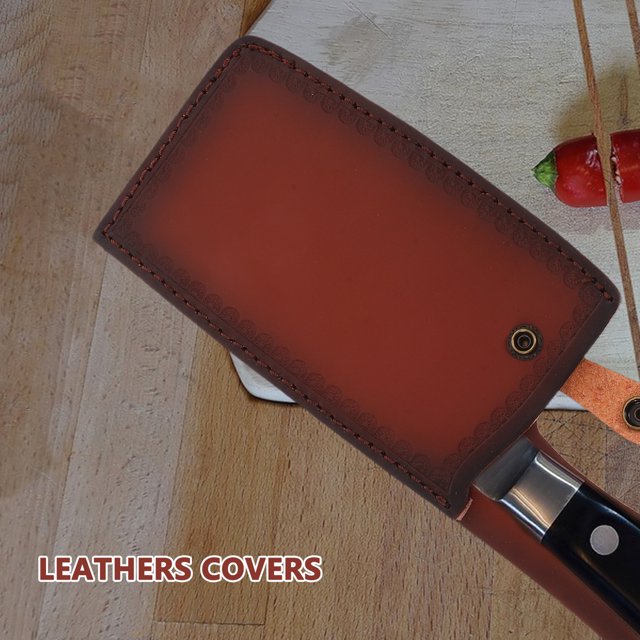 Leather Meat Cleaver Sheath – Protective Knife Cover with Snap Button | غطاء سكين جلدي للساطور