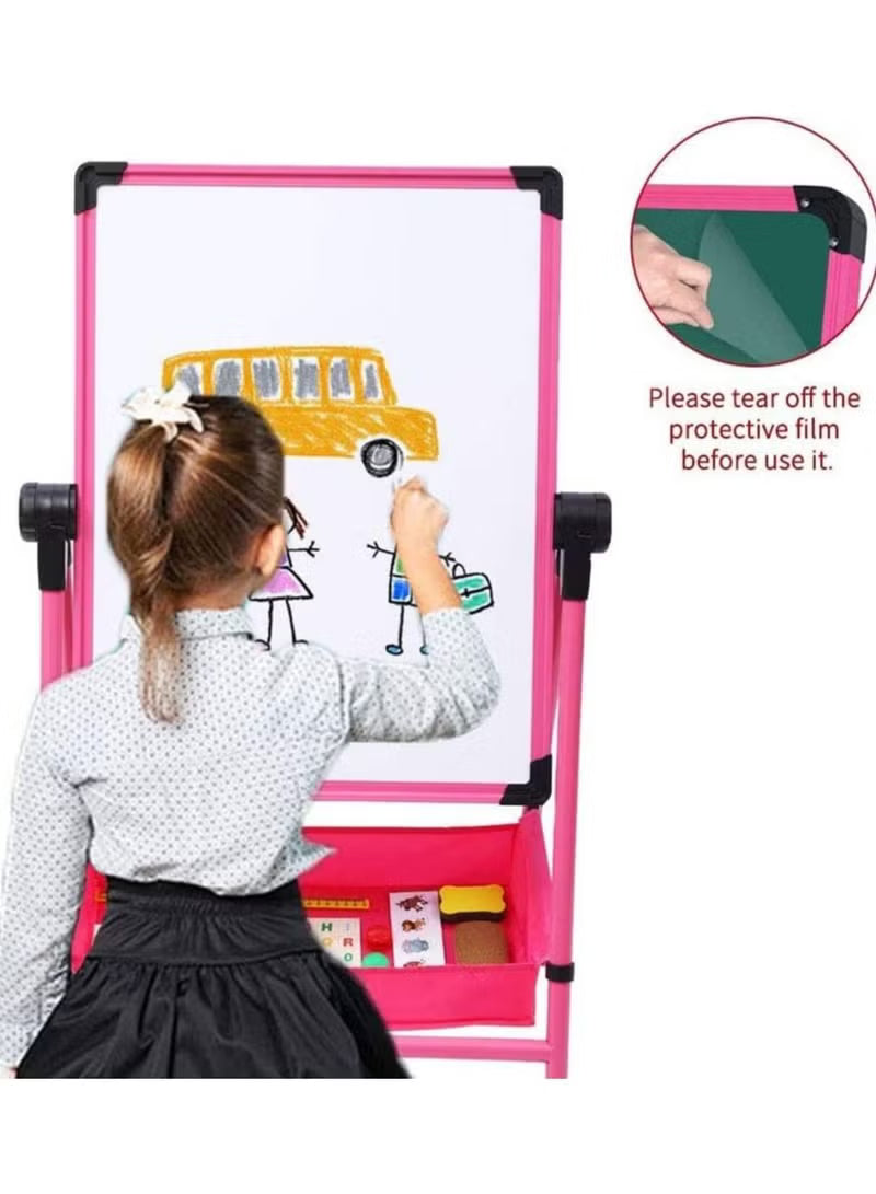 Kids Foldable Whiteboard Easel with Storage Box – Pink & Blue