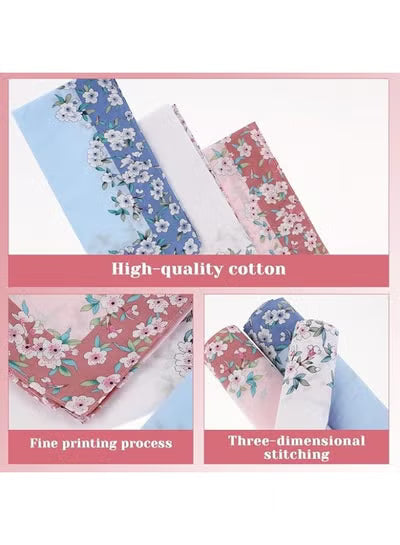 THE WHITE SHOP 3PCS Ladies Floral Handkerchiefs 17" Pocket Square Towel for