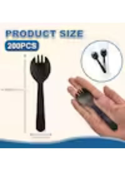 Black Disposable Spork and Spoon Party Tableware Individually Wrapped 47PCS