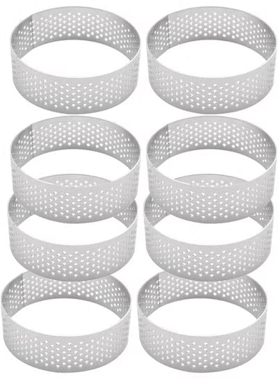 8 Piece Tart Rings 2.36 inch Stainless Steel Perforated Tart Rings for
