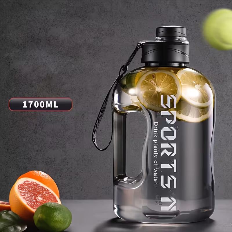 SPORTS 2.7-Liter PP Sports Water Bottle with Straw for Training, Travel, and Fitness (Size: 2.7L, Color: Black)
