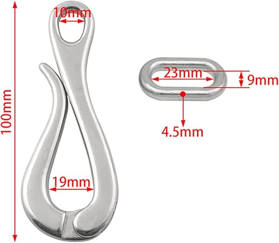 ISURE MARINE 100mm Pelican Hook & Eye with Quick Release Link Stainless