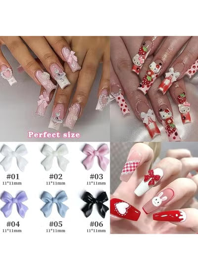 2 packs Colorful Bow-Knot Nail Stud Rhinestones Crystal