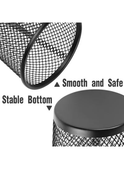 4 Pack Black Pen Holder Mesh Pencil Holder Cups for Desk Pen Organizer Wire