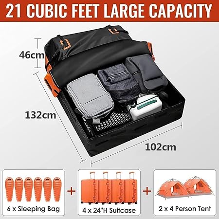 Car Rooftop Cargo Carrier Bag, 21 Cubic Feet 100% Waterproof Heavy Duty Car