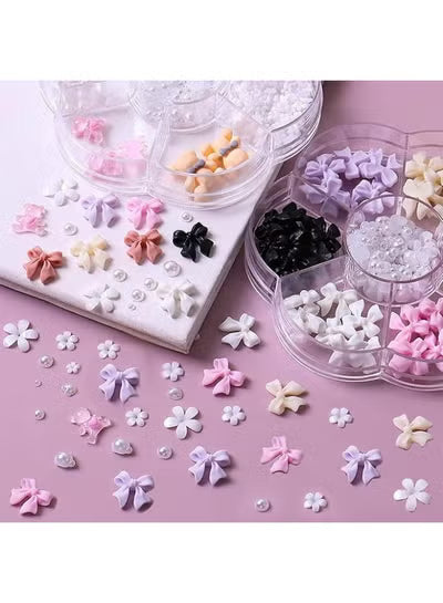 2 packs Colorful Bow-Knot Nail Stud Rhinestones Crystal