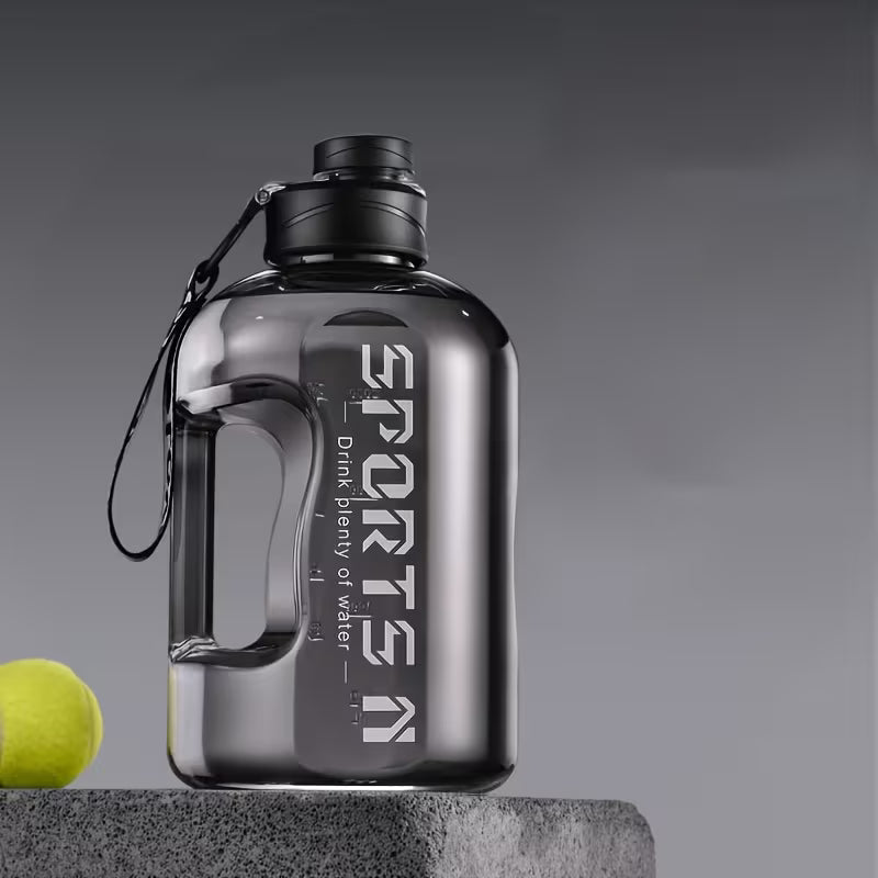 SPORTS 2.7-Liter PP Sports Water Bottle with Straw for Training, Travel, and Fitness (Size: 2.7L, Color: Black)