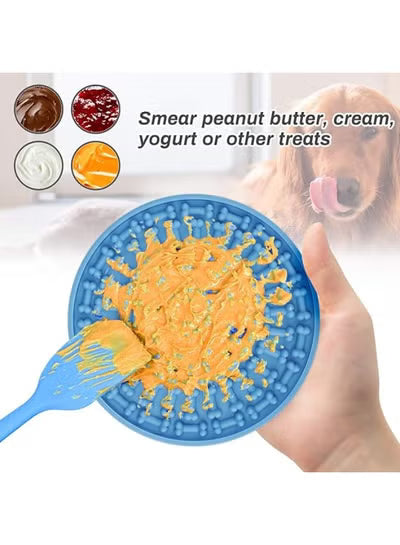 Dog Lick Pad, 2 Pack Dog Bath Lick Mat Pad Dogs Bath Buddy Round Silicone