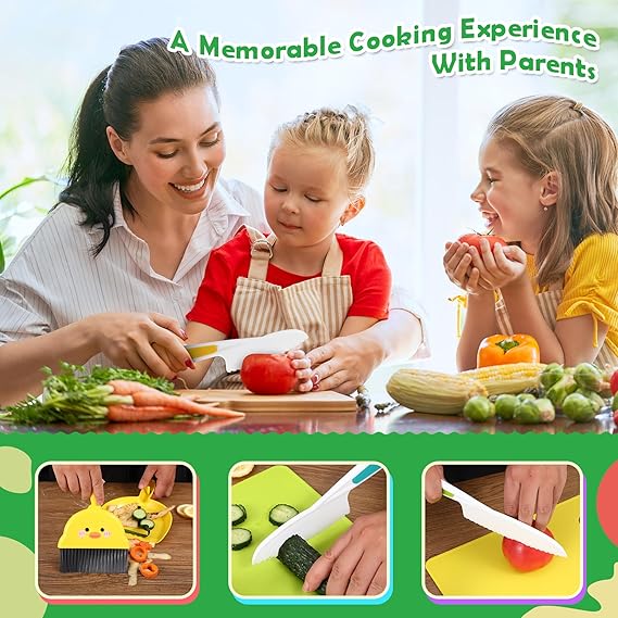 14 PC Safe Knife Kid Toddler Kitchen Set for Real Cooking