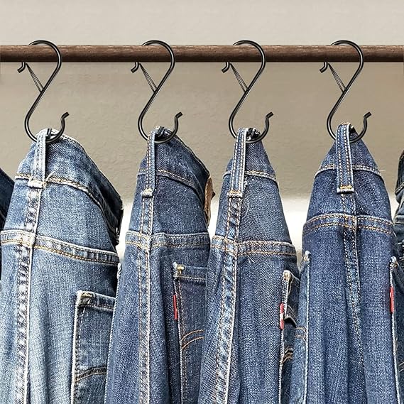 16 Pack S Hooks for Hanging, 3.5 inch Heavy Duty S Hooks with Safety Buckle