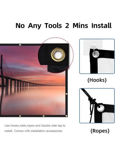 Projector Screen, 120 inch Portable Foldable Projection Screen 16:9 HD 4K | شاشة عرض 120 بوصة محمولة قابلة للطي 16:9 HD 4K