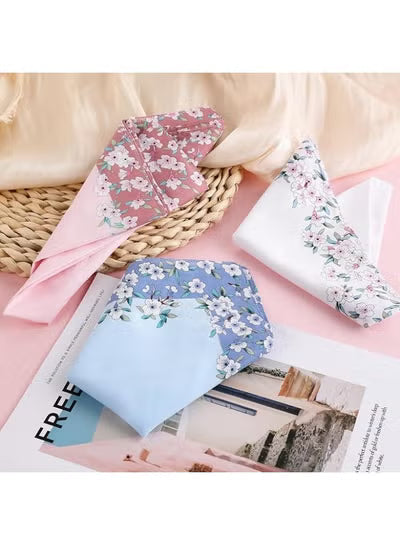 THE WHITE SHOP 3PCS Ladies Floral Handkerchiefs 17" Pocket Square Towel for