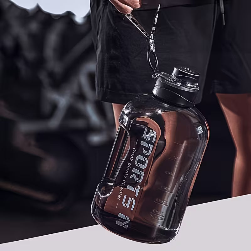 SPORTS 2.7-Liter PP Sports Water Bottle with Straw for Training, Travel, and Fitness (Size: 2.7L, Color: Black)