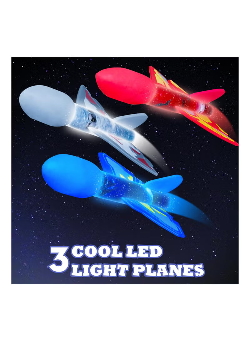 Rocket Launcher for Kids, Stomp Launch Up To 100 Ft, 3 Led Light-Up Planes | مطلق صواريخ للأطفال بالدهس حتى 100 قدم 3 طائرات LED