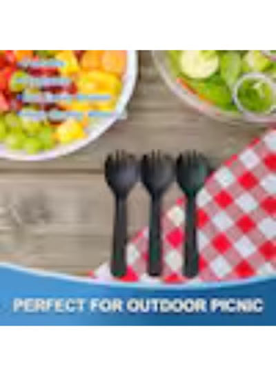 Black Disposable Spork and Spoon Party Tableware Individually Wrapped 47PCS