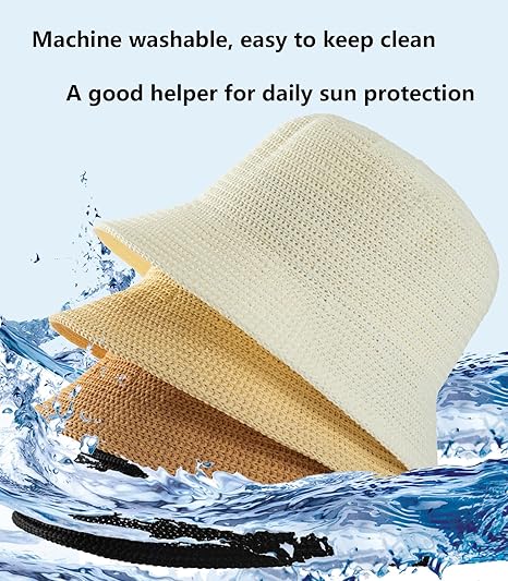 Bucket Hats for Woman, Beach Sun Hat for Women, Bamboo Mesh Woven Bucket Hat - M&M