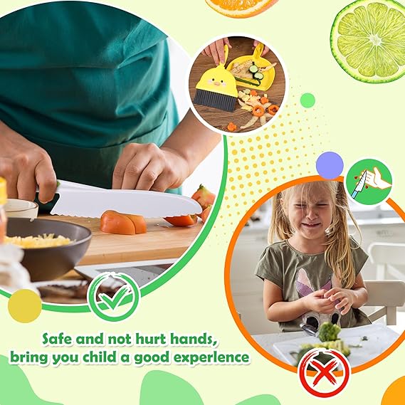 14 PC Safe Knife Kid Toddler Kitchen Set for Real Cooking - M&M