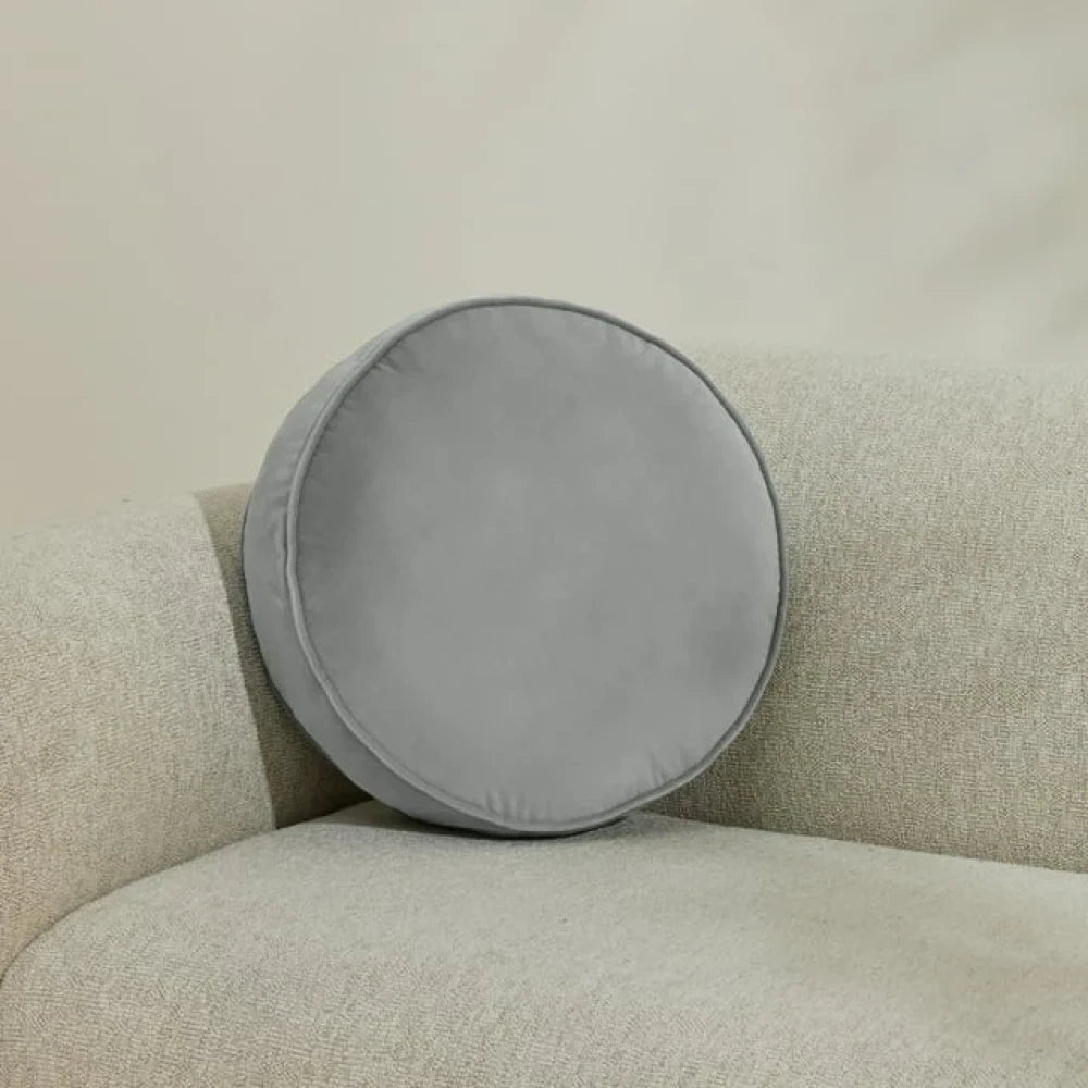 Mainstays Filmore Round Decorative Throw Pillow 16″ x 16″ Gray, 1 Count, Adult & Teen - M&M