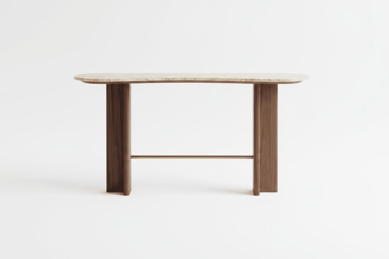 Luno Console Table – Handcrafted Walnut & Stone | طاولة لونو – جوز وحجر مصنوعة يدوياً - M&M