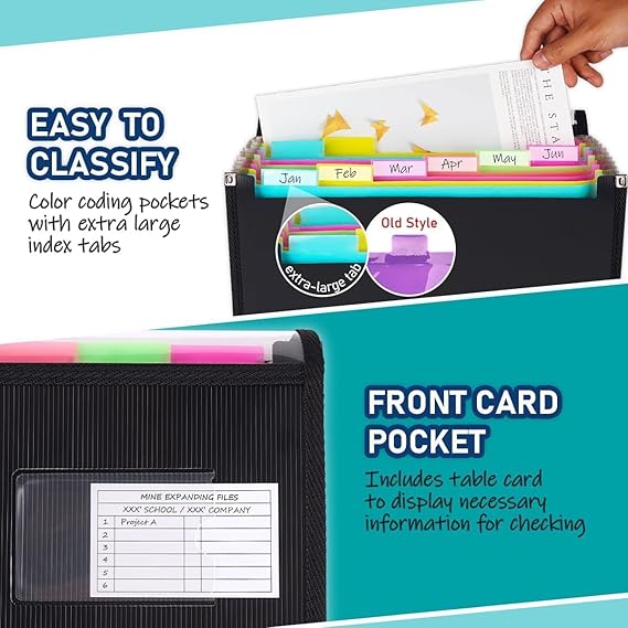 Accordion File Folder with 13 Pockets - M&M