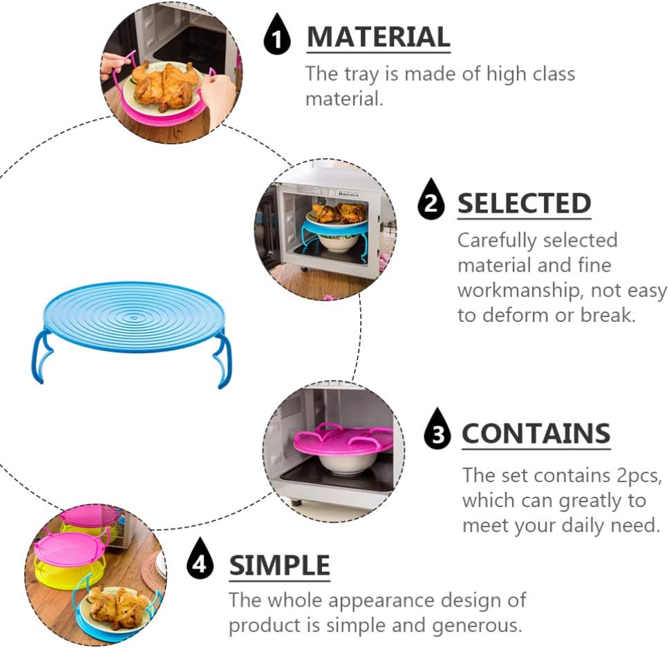 CULER Multifunctional Double Layer Microwave Steam Tray Rack – Heat Resistant Food Plate Stacker & Cooling Rack for Home and Restaurant Kitchen - M&M