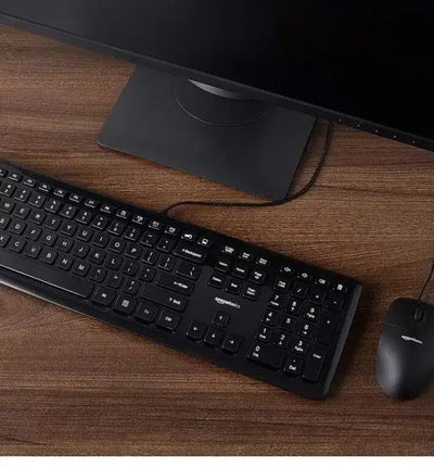 Amazon Basics KU-0833 Wired USB Keyboard – Full Size, Quiet & Responsive for PC, Laptop & Office Use | UAE