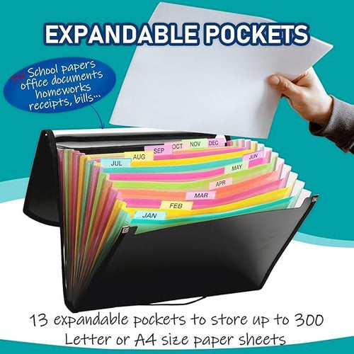 Accordion File Folder with 13 Pockets - M&M