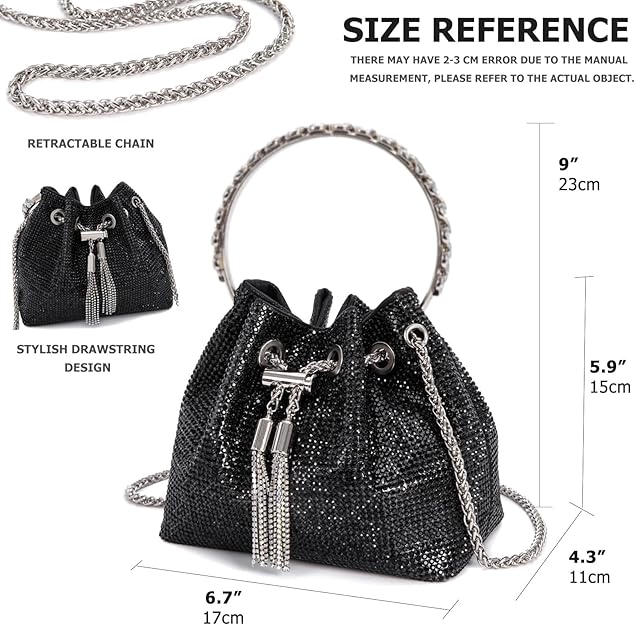 Bling Crystal Rhinestone Purse for Women Sparkly Clutch Handbag Crossbody - M&M
