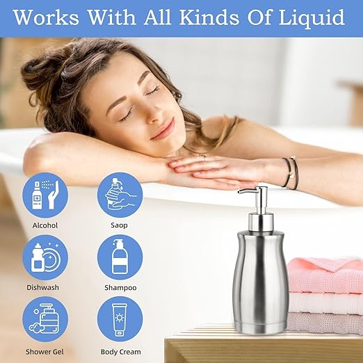 THE WHITE SHOP 400ml Stainless Steel Soap Dispenser – Brushed Nickel - M&M