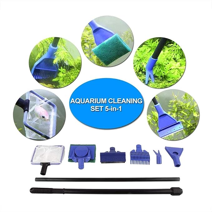 U - HOOME Aquarium Cleaning Kit 5 in 1 Aquarium Tank Clean Tool Fish Gravel - M&M