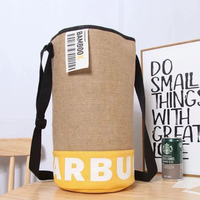 Starbucks Linen Straw Woven Bucket / Shopper Tote Bag - M&M