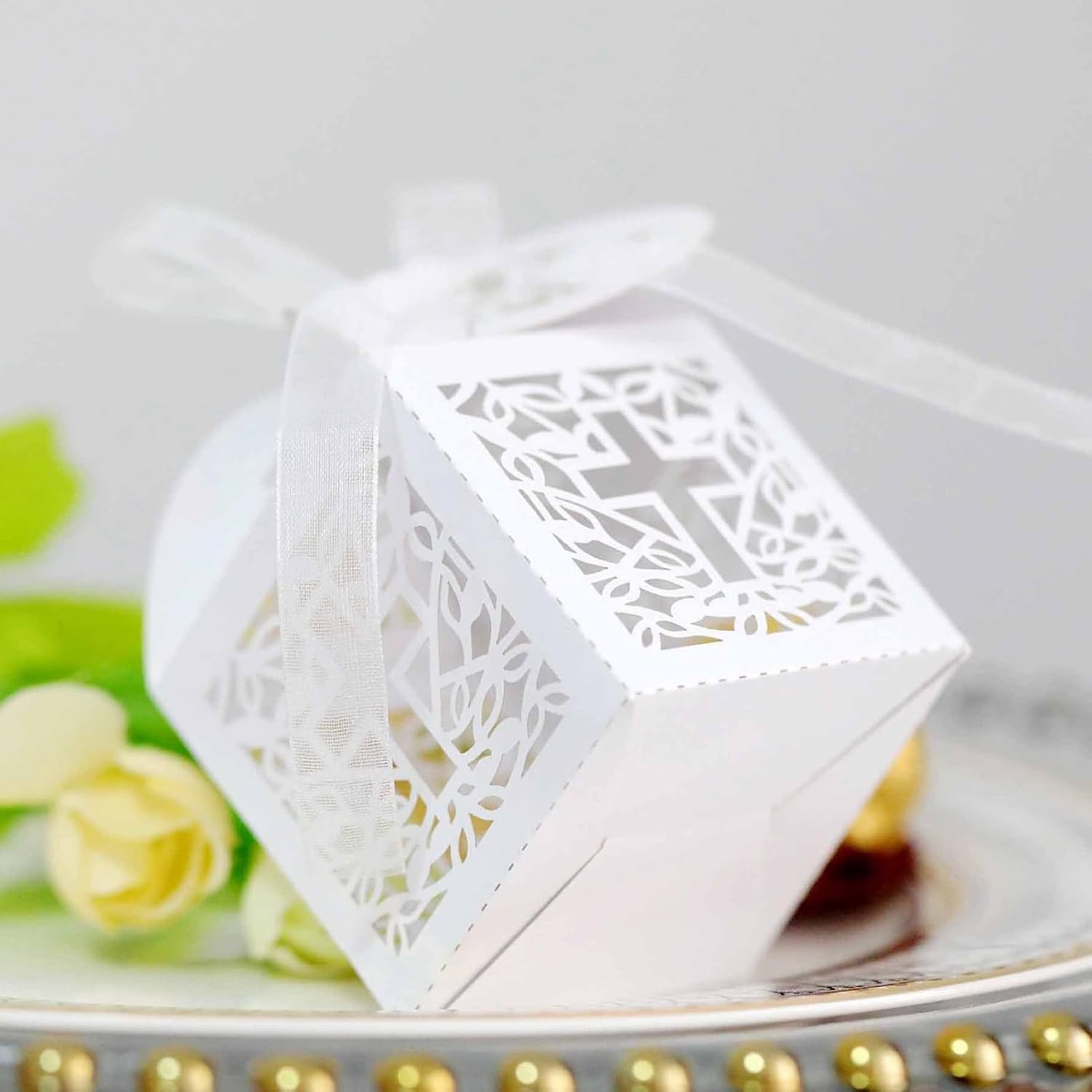 50 PCS Cross Laser Cut Candy Boxes - M&M