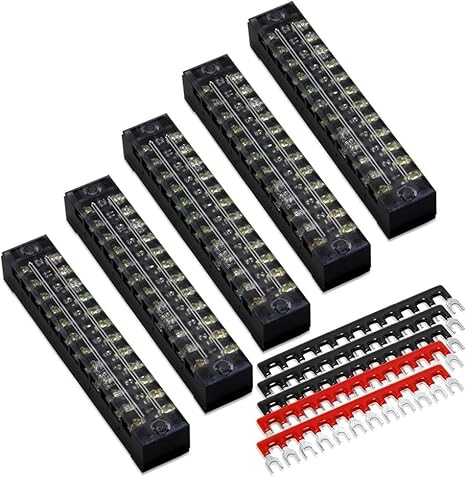 THE WHITE SHOP 12 Positions Dual Row 600V 15A Screw Terminal Strip Blocks - M&M