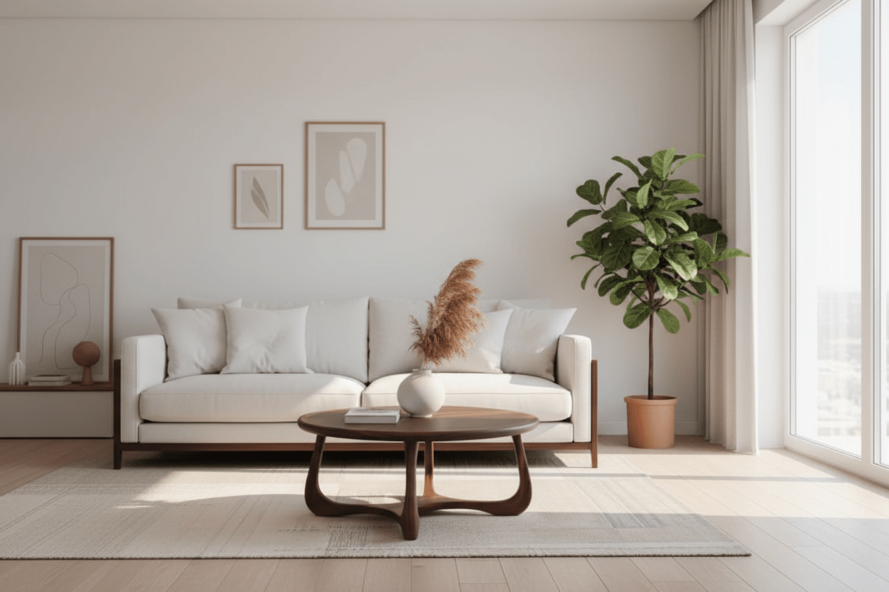 Handcrafted Sculptural Round Walnut Coffee Table – Made to Order | Organic Three - Leg Base - M&M