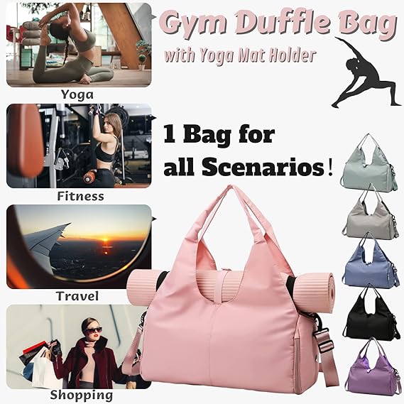SOOFAM Yoga Gym Bag，Sport Gym Bag for Women Men with Shoe - M&M