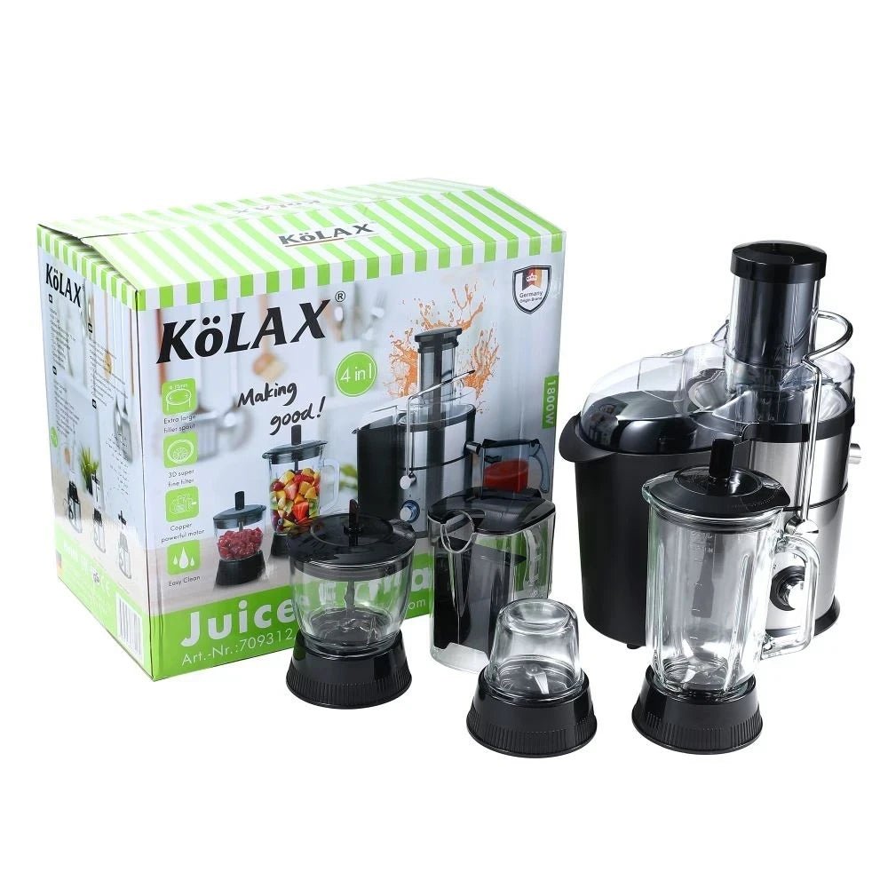 kolax 4 in 1 Blender and slow juicer for Kitchen, Small Electric Food Chopper for Meat and Vegetable, 1800W High Speed motor with 2 Speeds and Pulse for Smoothies and Shakes - M&M