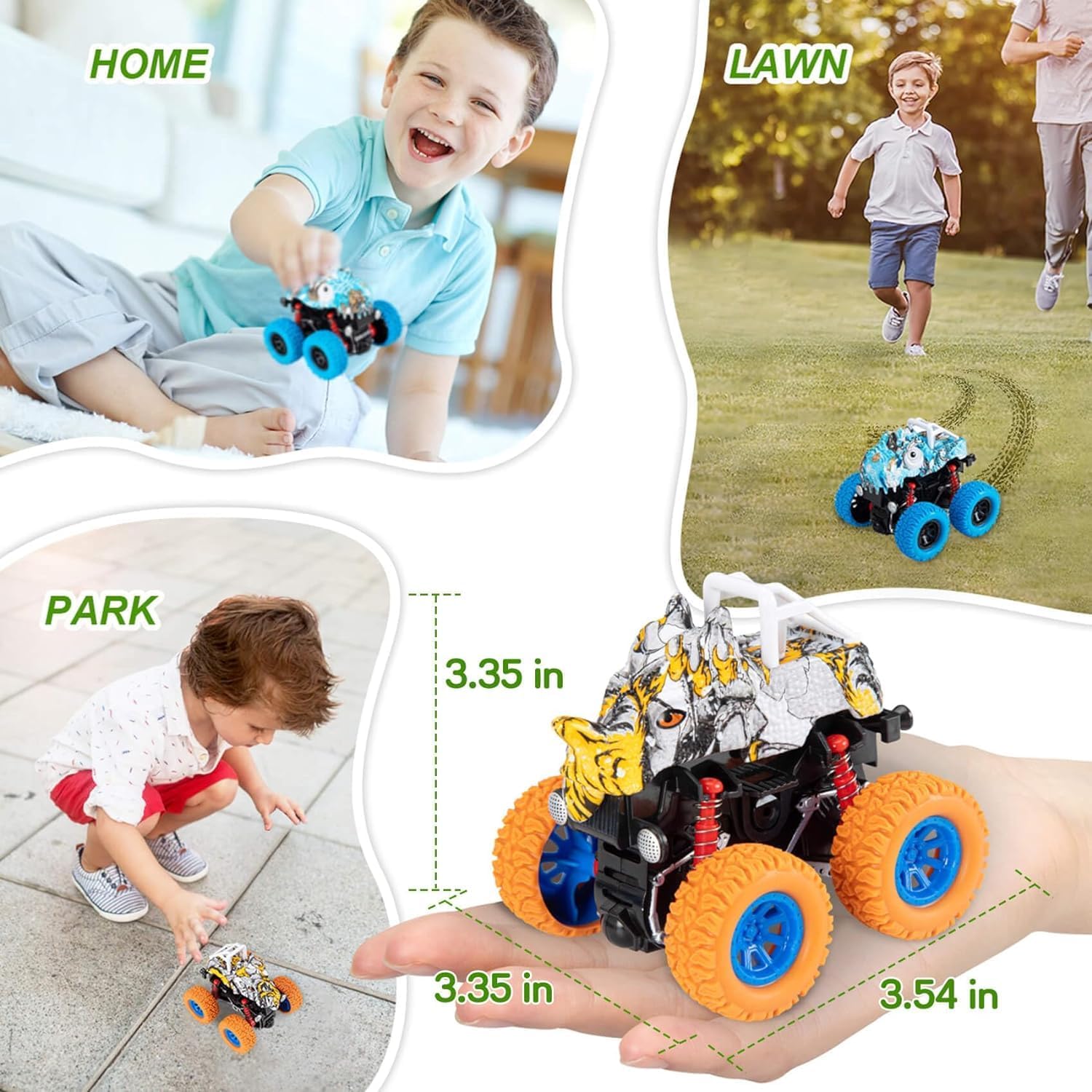 2024 New 6 Pack Tiger Dinosaur shark Monster Truck Toys - Toy Cars for 3 4 5 - M&M