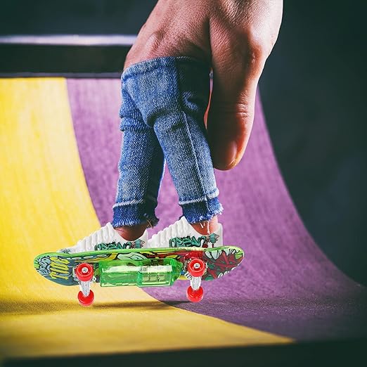 Sotiff 12 Pcs Light up Mini Finger Skateboards Mini Finger Shoes Toys Set 6 - M&M