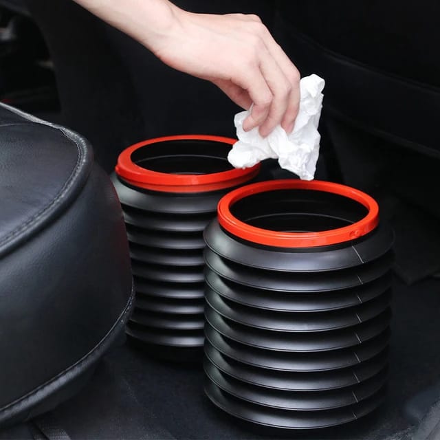 Foldable Car Trash Bin Can Organizer Holder – Black - M&M