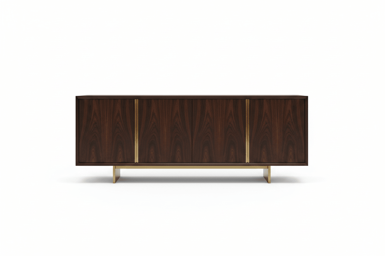 Aurum Sideboard – Handcrafted Walnut & Gold | سيدبورد أوروم – جوز وذهب مصنوع يدوياً - M&M
