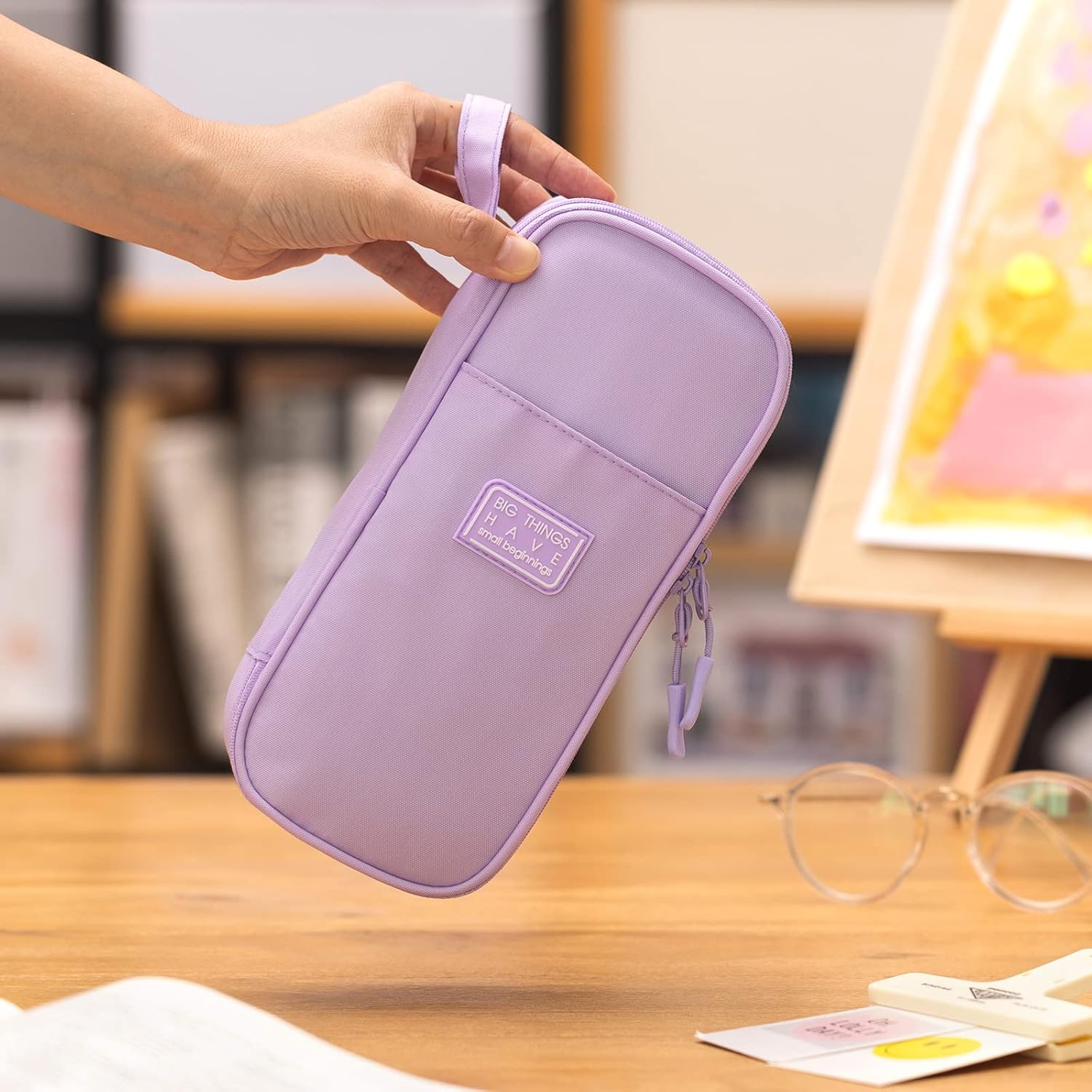CICIMELON Durable Pen Pencil Case Big Storage Pen Pouch Bag for School - M&M