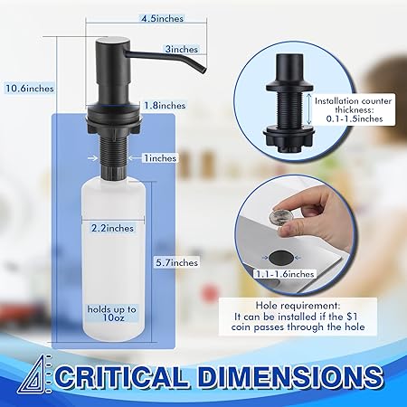 WEWE Built in Soap Dispenser for Kitchen Sink - M&M