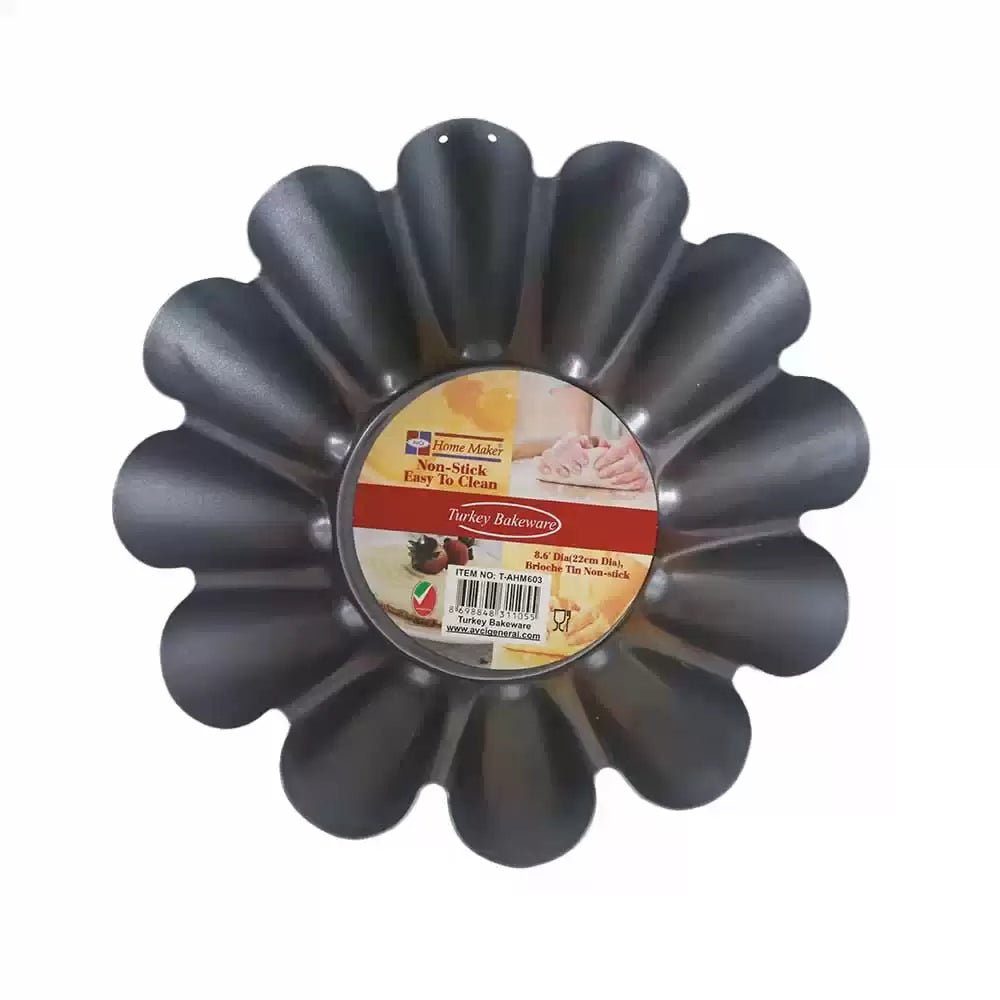 Home Maker AVCI Non - Stick Flower Shape Brioche Tin Pan, 26cm Premium Aluminium Cake Mould with Decorative Fluted Design and Easy to Clean Quick Release Coating - M&M