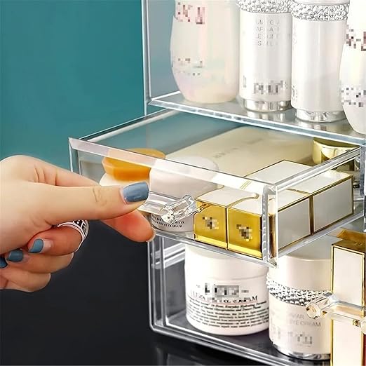 Cosmetics Storage Box, Large Clear Makeup Organizer with Waterproof - M&M