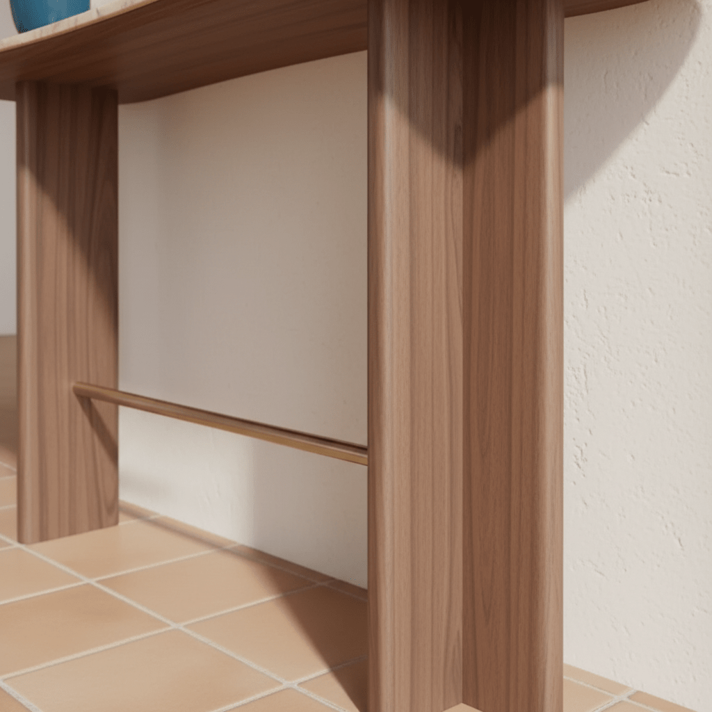 Luno Console Table – Handcrafted Walnut & Stone | طاولة لونو – جوز وحجر مصنوعة يدوياً - M&M